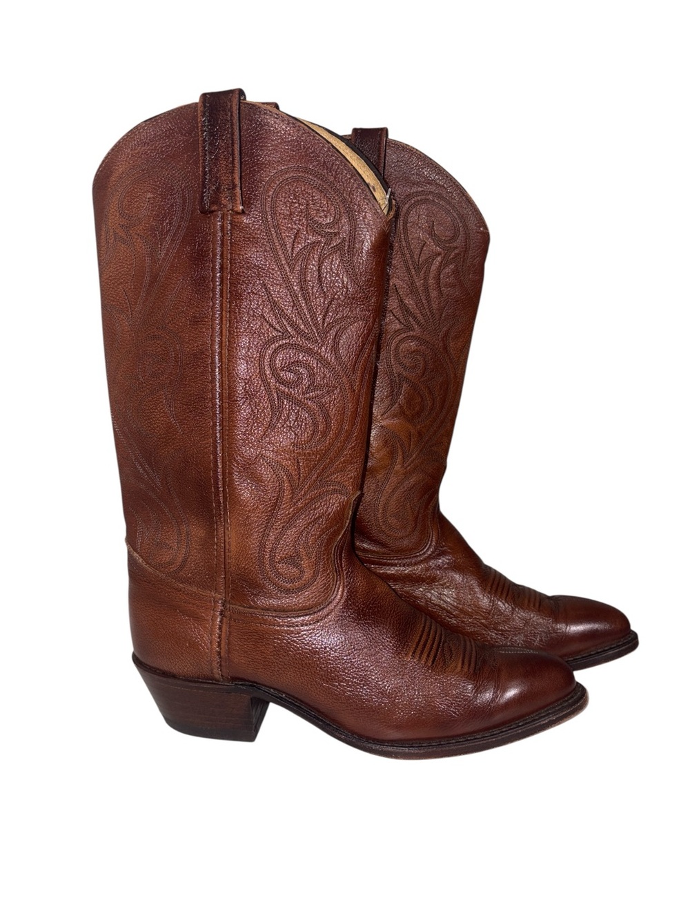 Vintage Dan Post 211R Brown Leather Western Cowboy Boots Size 8M